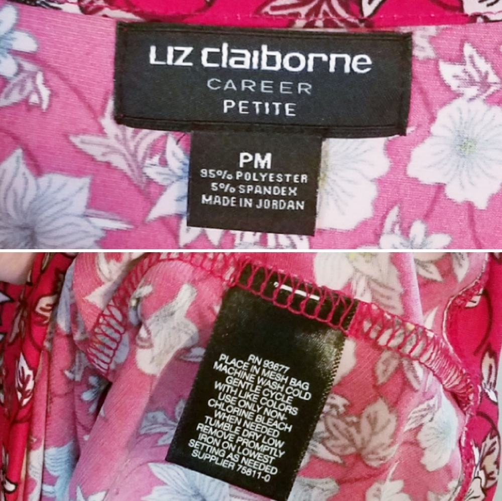 Liz Claiborne Peasant Blouse Red Floral Size MP - Picture 9 of 12